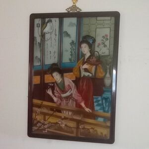 Vintage Asian Art Wall Hanging